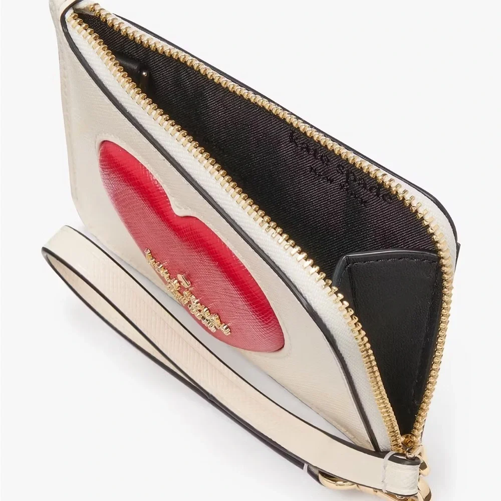 Kate Spade Madison Puffy Heart Small Card Holder Wristlet Wallet